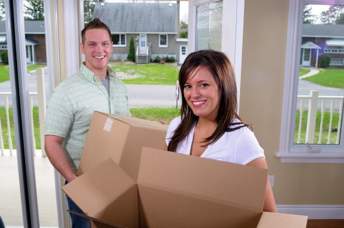 Careful furniture handling in a Mayfair apartment building